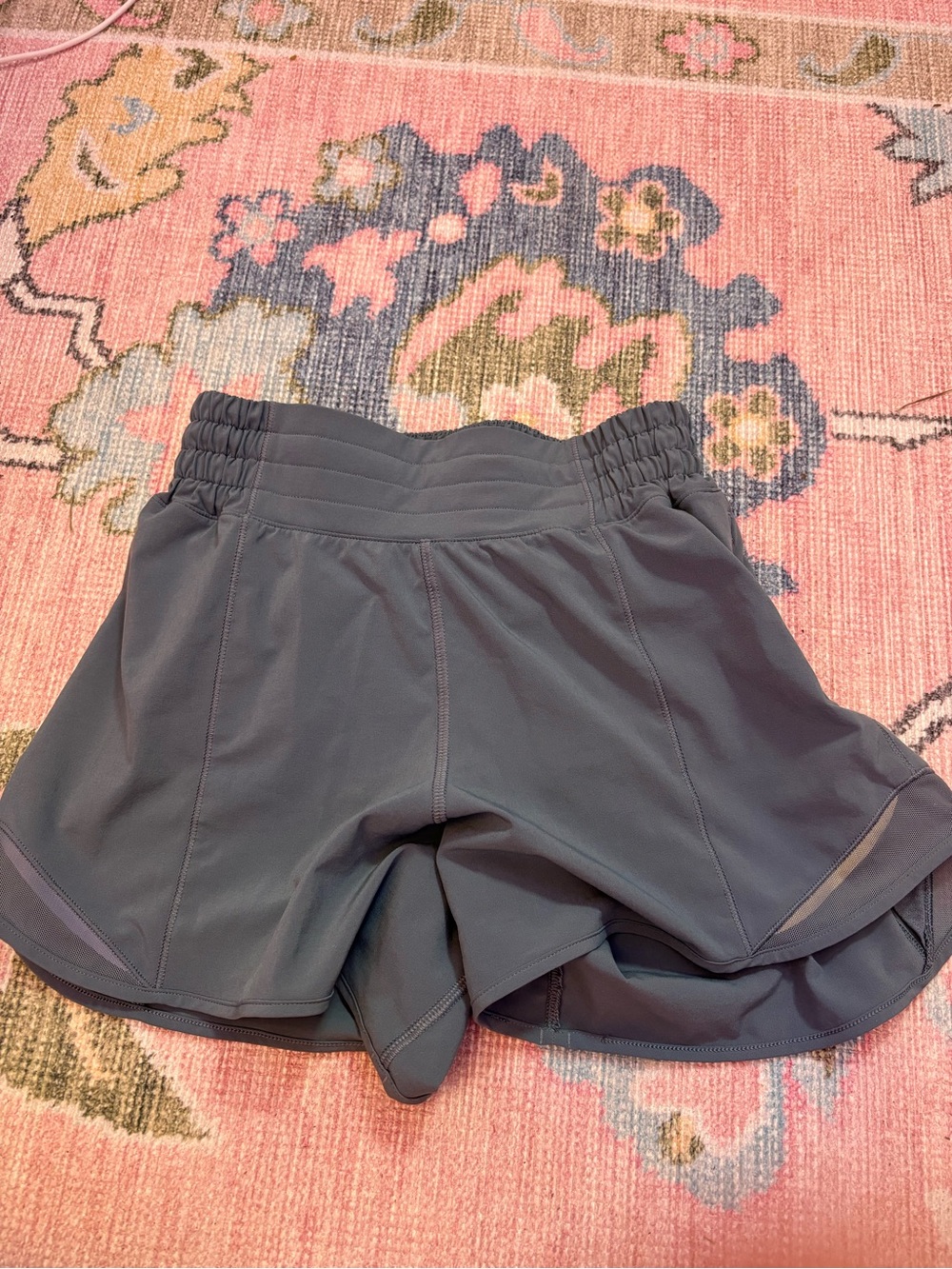 lululemon athletica Slate Gray Athletic Shorts with Ruched Waist 4”